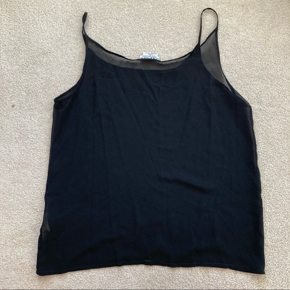 Jaeger womens m black camisole tank top sheer great britain feminine flowy - Picture 3 of 3